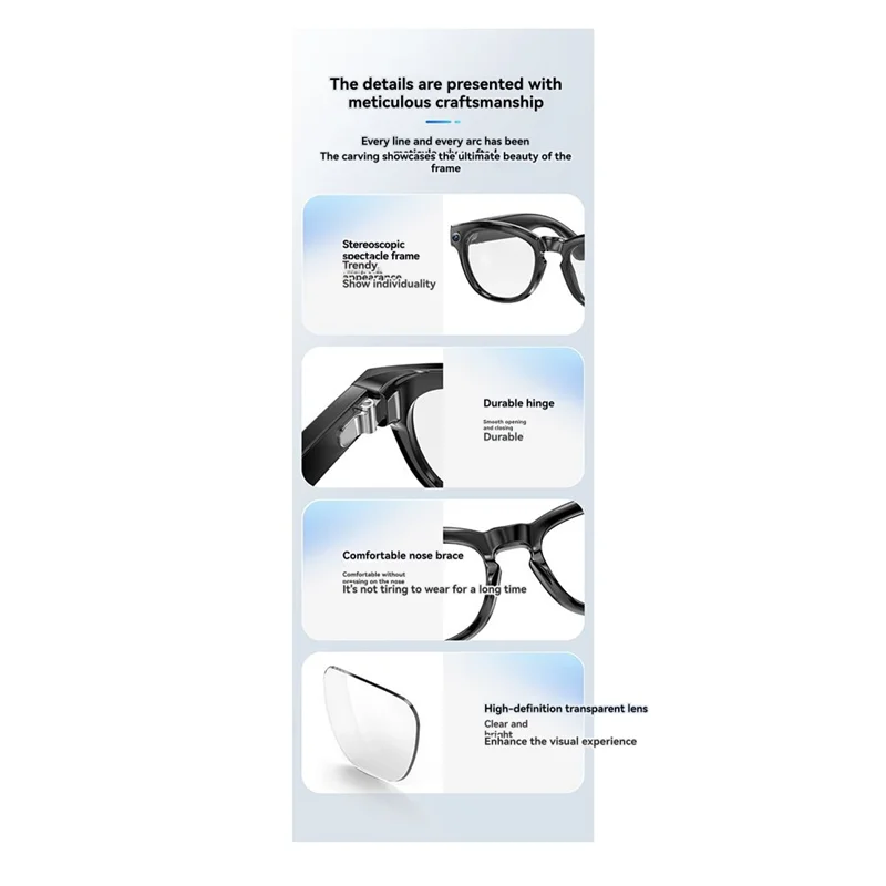 AA60-GS80 AI Smart Bluetooth Glasses–Photo Capture, Call Music Functions, Automatic Speech Recognition For License Plates