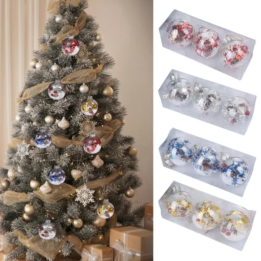 Holiday Ball Ornaments Pet Material Ornaments Sparkling Sequin Christmas Ball Ornaments Set for Festive Home Decor 3 for Store