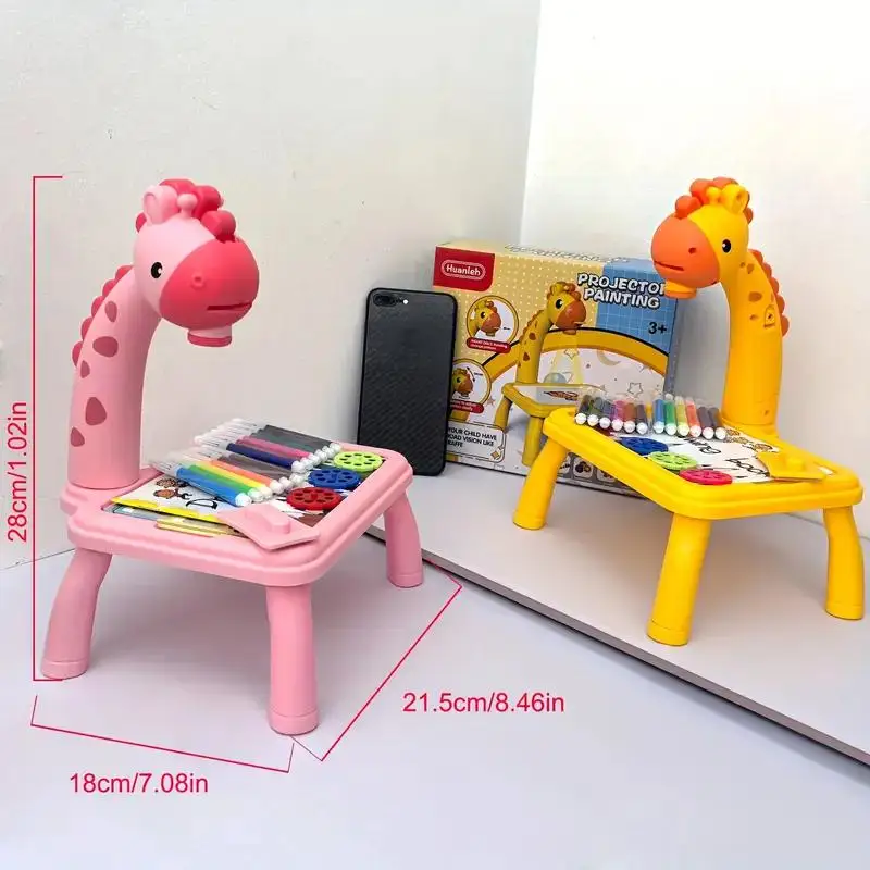 جهاز عرض صغير للرسم للأطفال، لعبة جهاز عرض للتتبع والرسم مع الضوء والموسيقى، ألعاب هدايا تعليمية متوهجة للأطفال