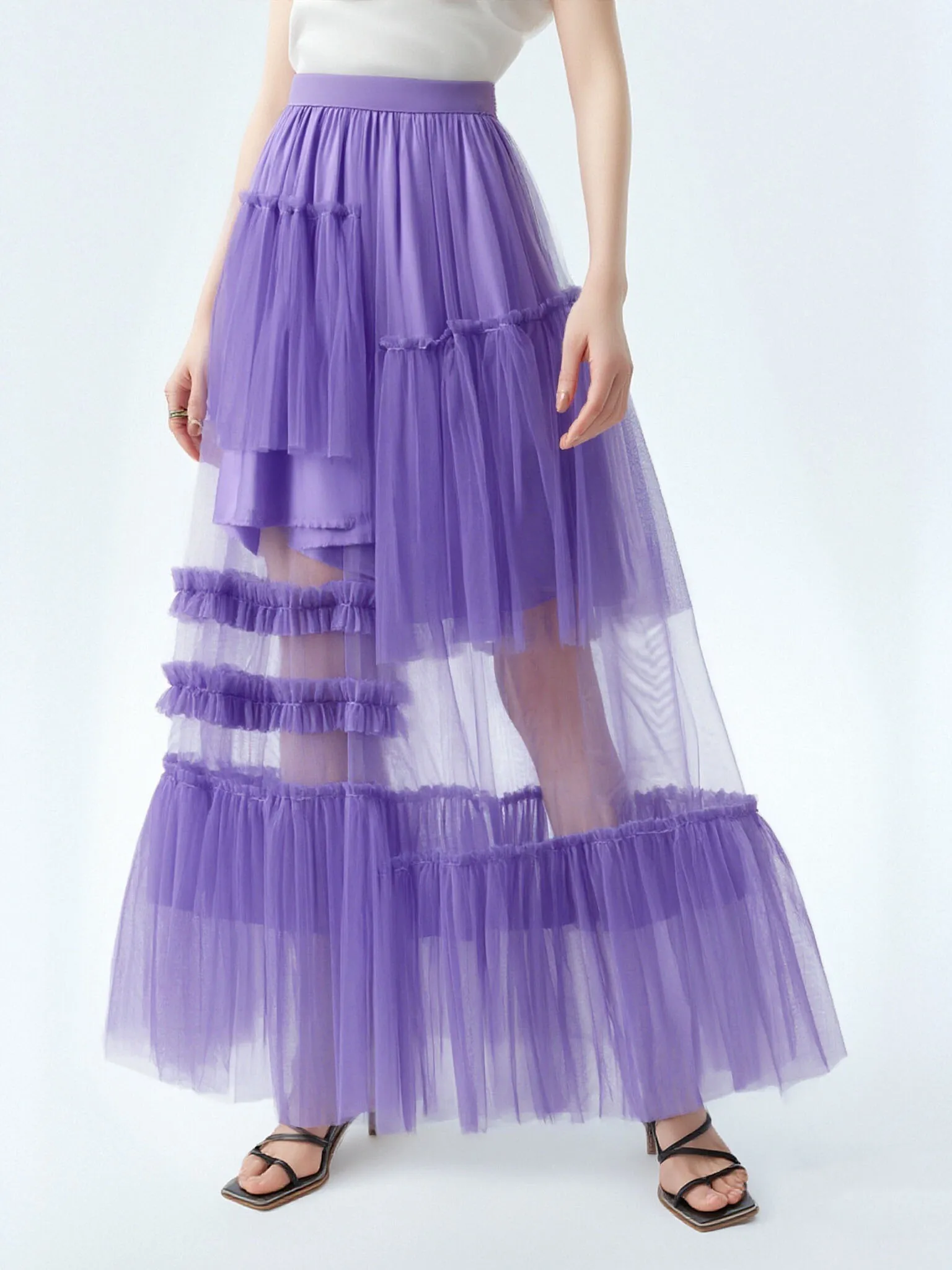 تنورة نسائية هاراجوكو جمالية سوداء على الطراز القوطي ميدي شبكية طويلة تنورة حلوة غير منتظمة مكشكشة على شكل كعكة Cyberpunk Emo تنانير حفلات الأميرة الجنية