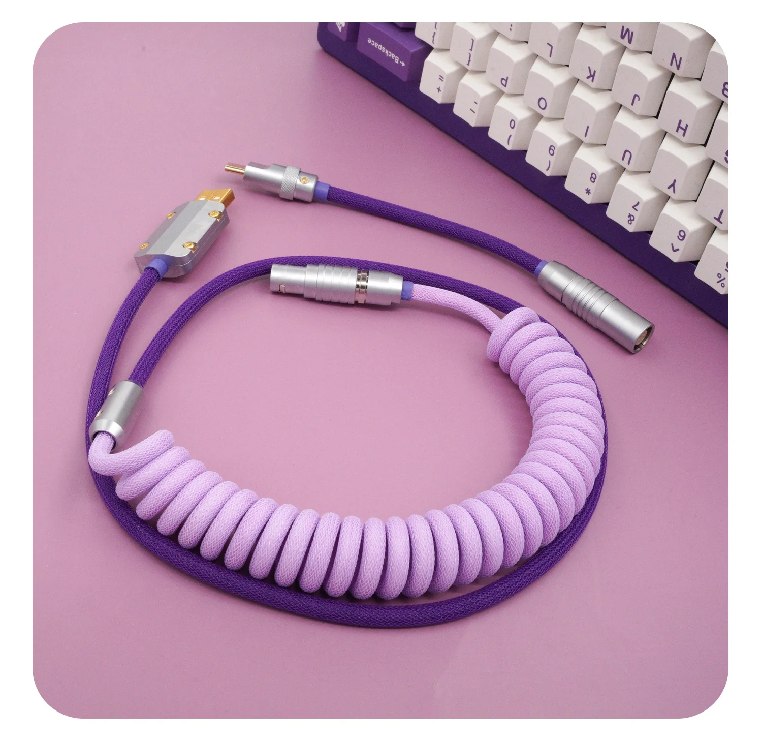 

GeekCable Handmade Customized Mechanical Keyboard Data Cable For GMK Theme SP Keycap Line Lavender Purple Colorway