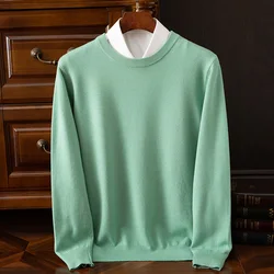 Jersey clásico suelto con cuello redondo para hombre con 100% lana pura nuevo suéter casual de cachemira de punto S-3XL en otoño e invierno.