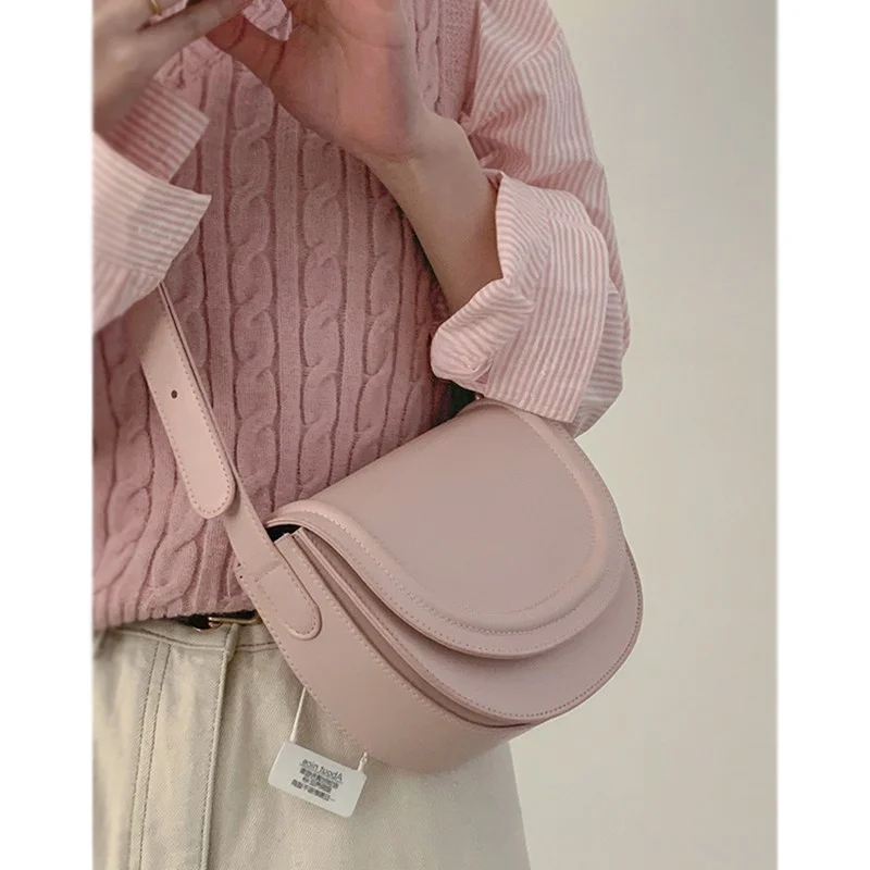 

Spring Summer Women's Saddle Bag Crossbody oulder Bag Versatile PU Leather Color Casual Faion Bag