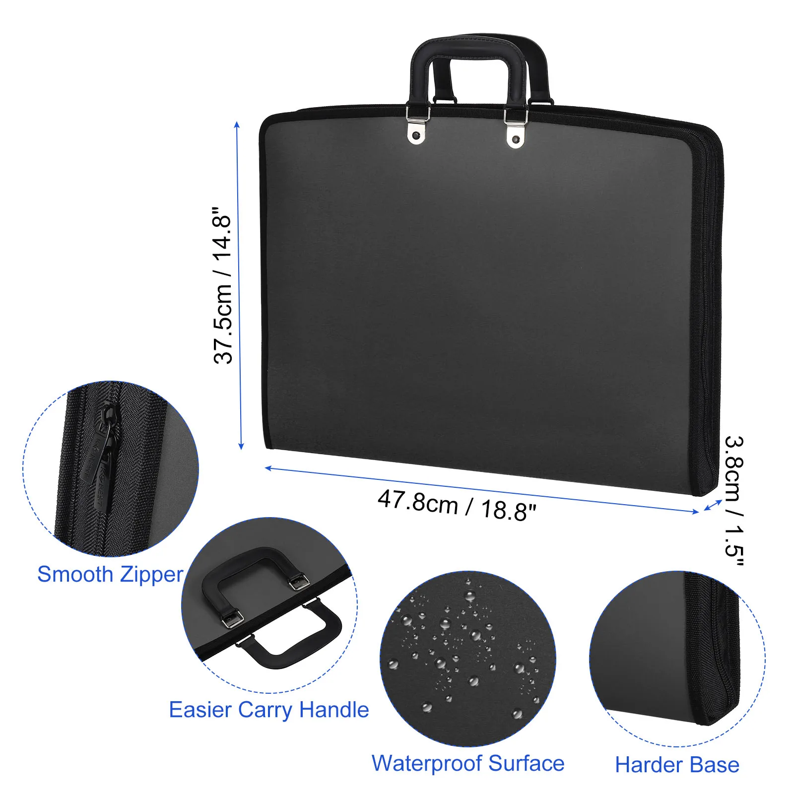 Estuche de portafolio de arte con cremallera, bolsa de almacenamiento, carpeta, Estuche de transporte de artista, Material PP para ilustraciones, carteles, tablero de pintura