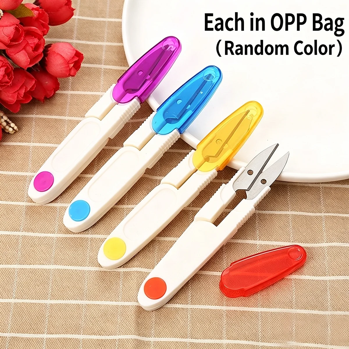 Protective hat U-shaped yarn scissors, portable thread end small scissors, hand sewing, cross stitch embroidery, tailoring tool