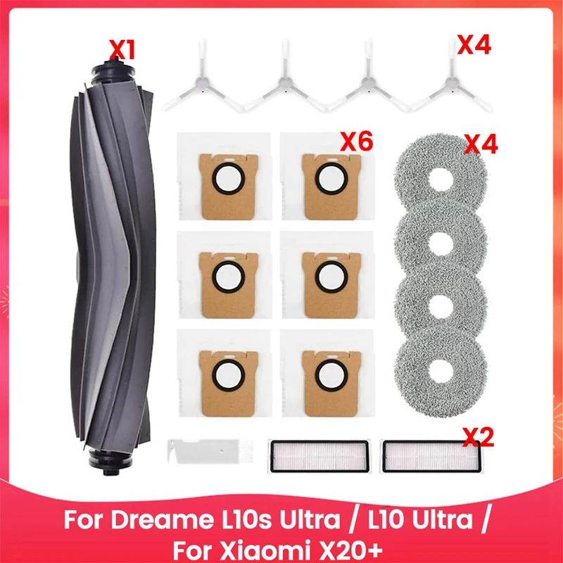 

ABPQ-For Dreame L10s Ultra / L10 Ultra / Xiaomi X20+ Main Side Brush Hepa Filters Mop Cloth Dust Bags Robot Vacuum Cleaner