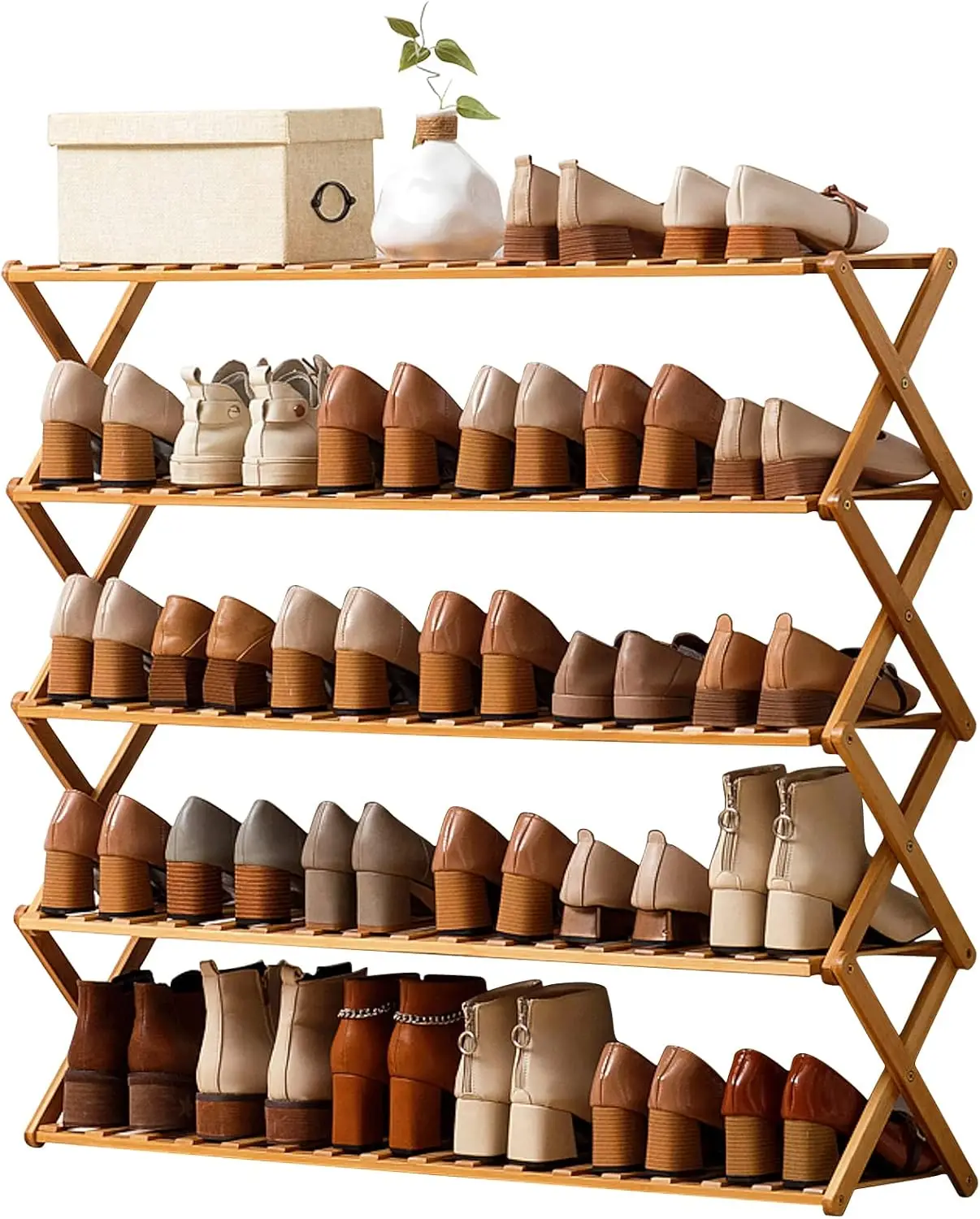 

Choclaif Free Standing Shoe Racks for Closet Shoe Shelf Bamboo Shoe Rack for Bedroom Entryway Hallway Closet Living Room