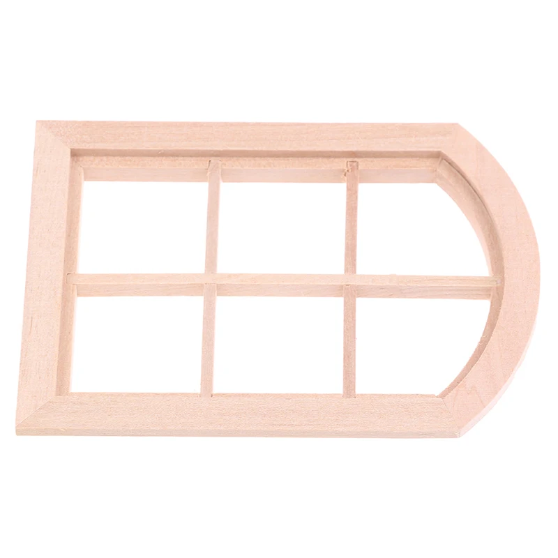 1:12 دمية مصغرة نافذة مقوسة خشبية نموذج اكسسوارات الأثاث