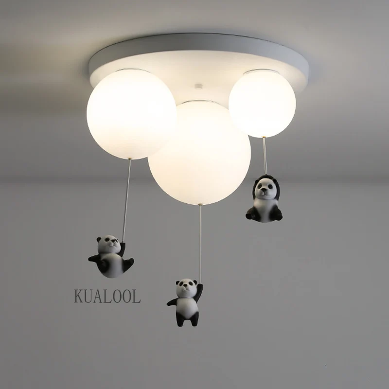 

Modern Creative Panda Ceiling Light Cartoon Balloon Cute Lamp Light for Baby Children Bedroom Living Dining Room Decor Lighting