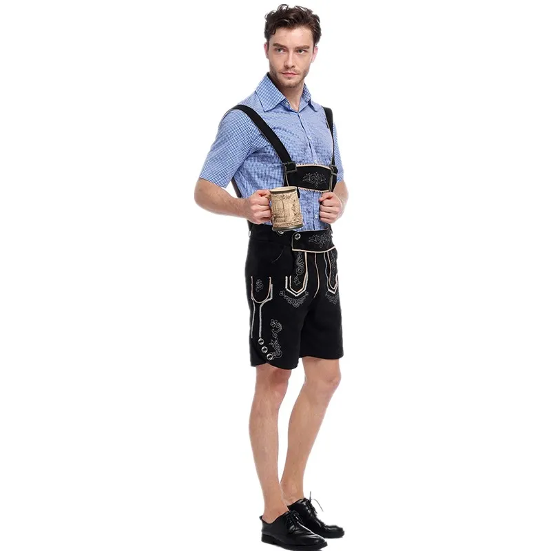 Halloween Deutschland Herren Oktoberfest Bierkostüm Bayerisches Traditionelles Festival Deluxe Cosplay Karneval Party Lederhosen Shorts – Detail 6
