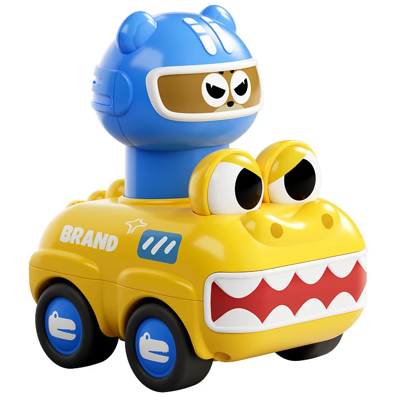 子供プレスワニ漫画車慣性車のおもちゃホイッスルプルバック小型車のおもちゃエンジニアリング車少年ギフト