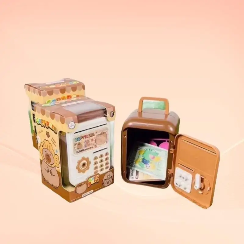Boîte d'épargne ATM pour enfants, tirelire sécurisée par empreinte digitale, grande coffre-fort pour pièces de monnaie et espèces avec verrouillage par mot de passe