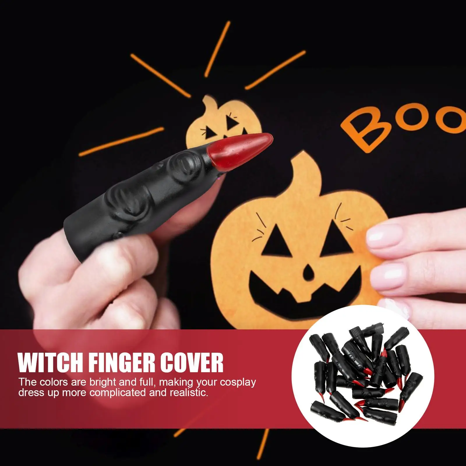 24 pezzi di unghie finte Ghoul Costume Puntelli di Halloween Dita finte spaventose in plastica
