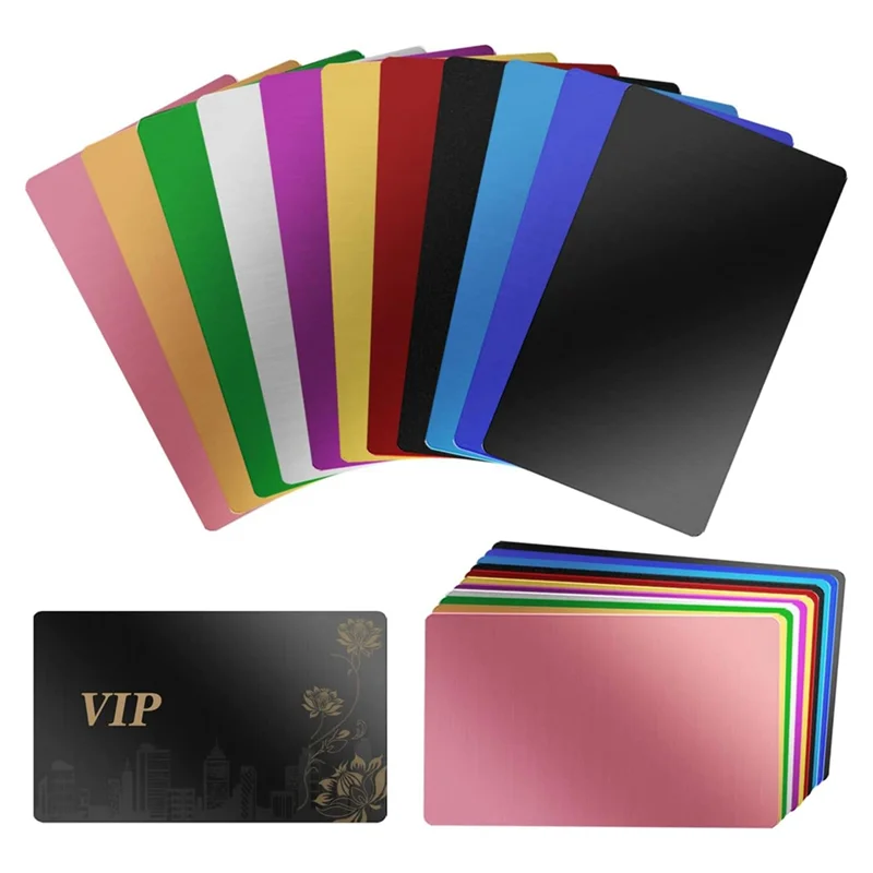 A01F-220 piezas espacios en blanco de grabado láser, espacios en blanco de tarjetas de visita de aluminio coloridos espacios en blanco de tarjetas de visita de metal multiusos fácil de instalar