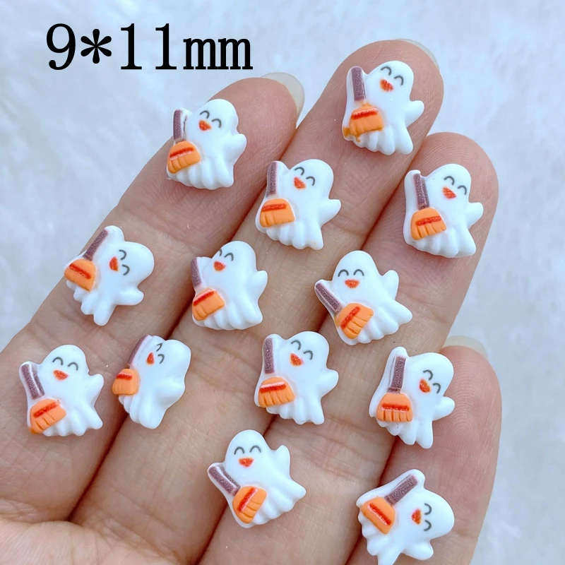 30Pcs New Cute 9*11mm Mini Halloween Ghost Series Resin Flatback Ornament Jewelry Making Manicure Hairwear Accessories