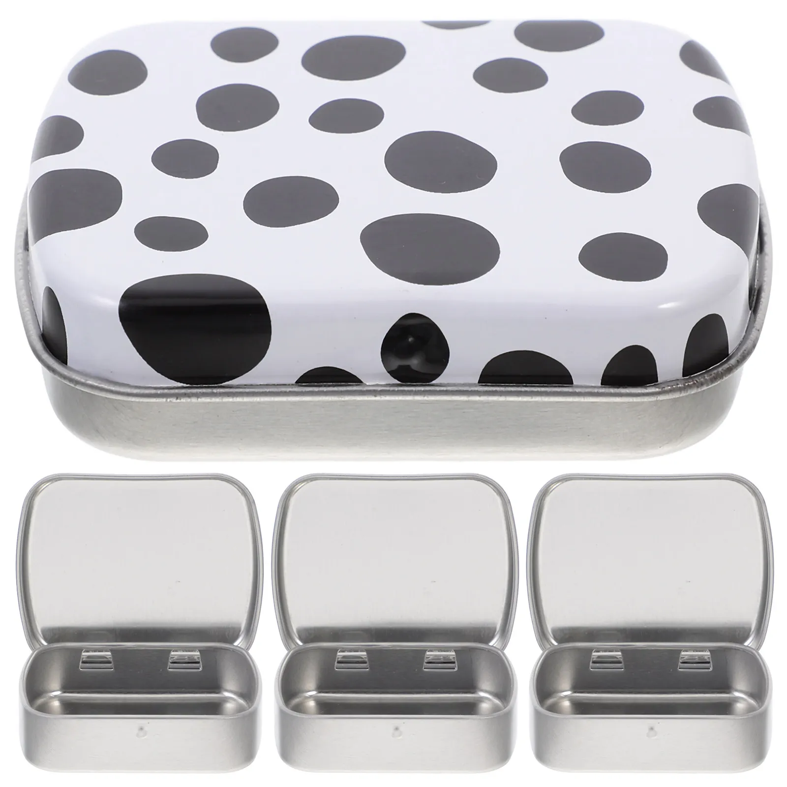 4Pcs Cute Cow Pattern Tin Box Mini Storage Case for Candy Jewelry Trinkets Small Metal Decorative Boxes with Lid