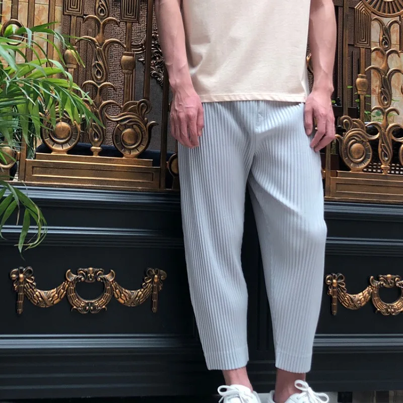Miyake Pleats Pant Men's Straight-legged Trousers Sports Casual Trousers 2025 Spring Pants New Pleats Slim Japanese Trousers Men