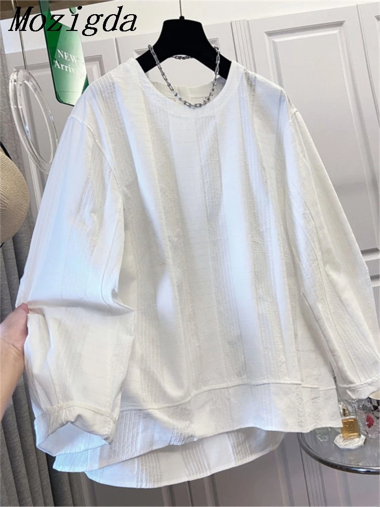 

Белый свободный хлопковый длинный свитшот Sve Irt для женщин ранней осени с базовым слоем, свитшот для поездок на работу, чистый цвет