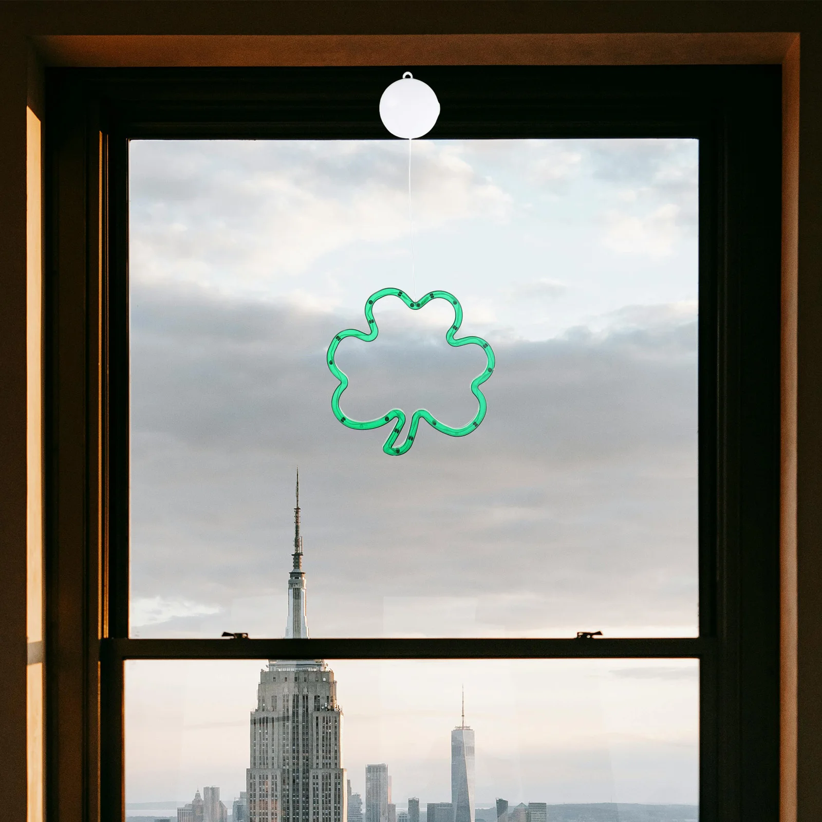 Shamrock Window Lights Operated Green LED Adhesive Decor for St Patrick's Day Irish Theme Parties Holiday Home