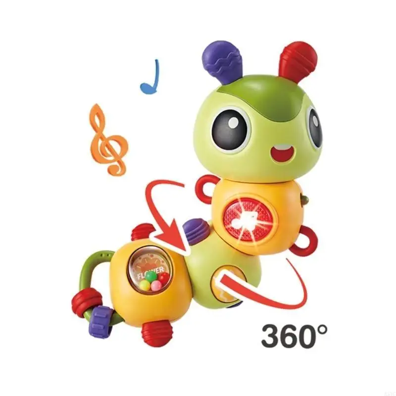 A5yc som e luz lagartas jogo para crianças girando envolvente brinquedo sensorial educacional infantil brinquedo berçário