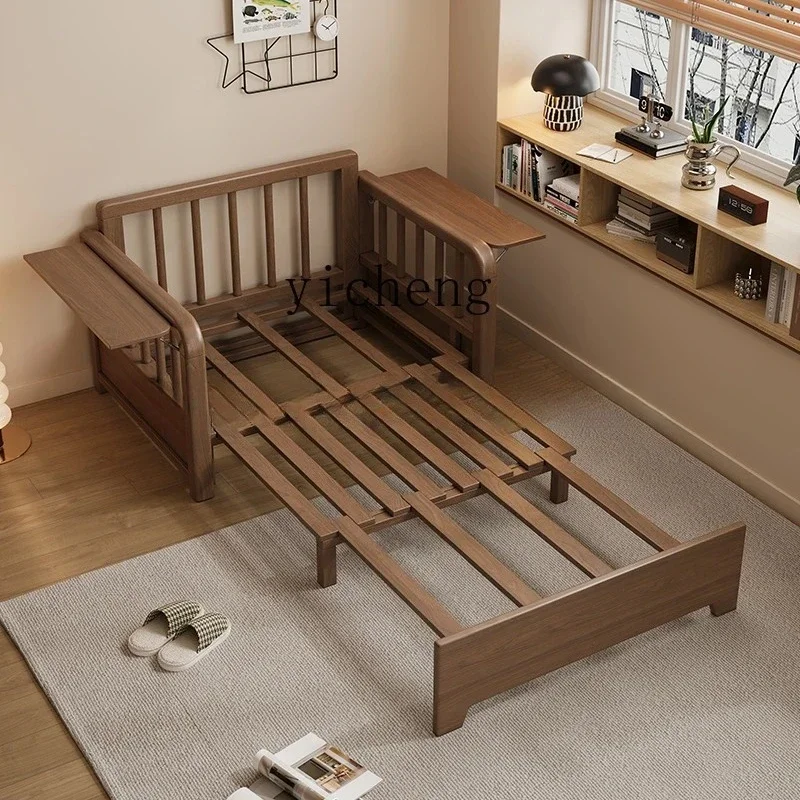 y9.4-  solid wood sofa bed folding dual-purpose small apartment living room study multi-functional siing and sleeping single