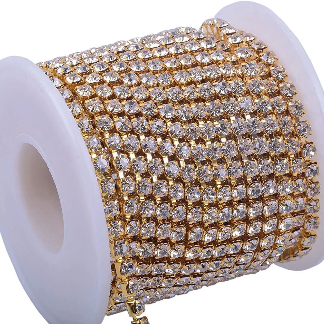1Yard 10Yards/roll SS6-SS16 Glitter Crystal Rhinestone Chain Sew-On Glue-On For Clothes DIY Garment Accessories trim Cup Chain