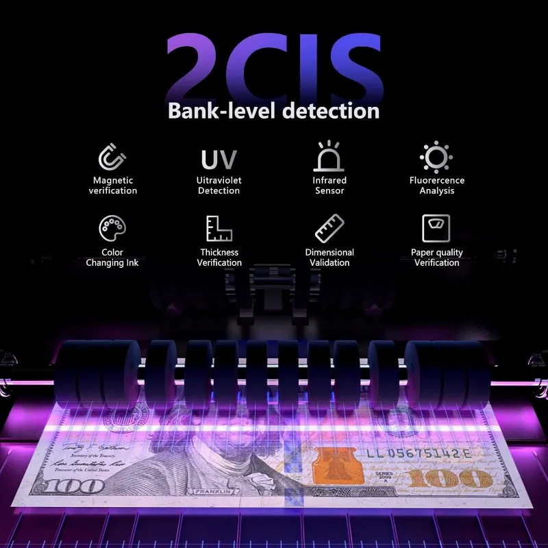 Mixed Denomination Money Counter Machine, Value Counting, Mixed Counting with 2 CIS/UV/MG/IR/DD/DBL/HLF/CHN