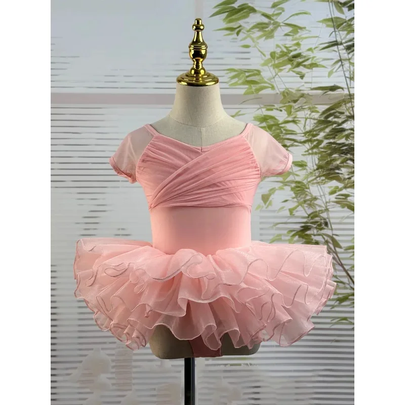 Kid Dance Clothing Girls' Flying Sleeve Practice Leotards Student Stage Performance Clothes Ballet Dance Gymnastics Skating Wear