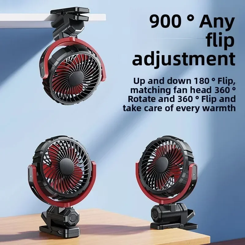 Portable Car Clip on Fan 2000mAh Battery Rotate 5V USB Rechargeable Mini Cooler Fan Car Electronic