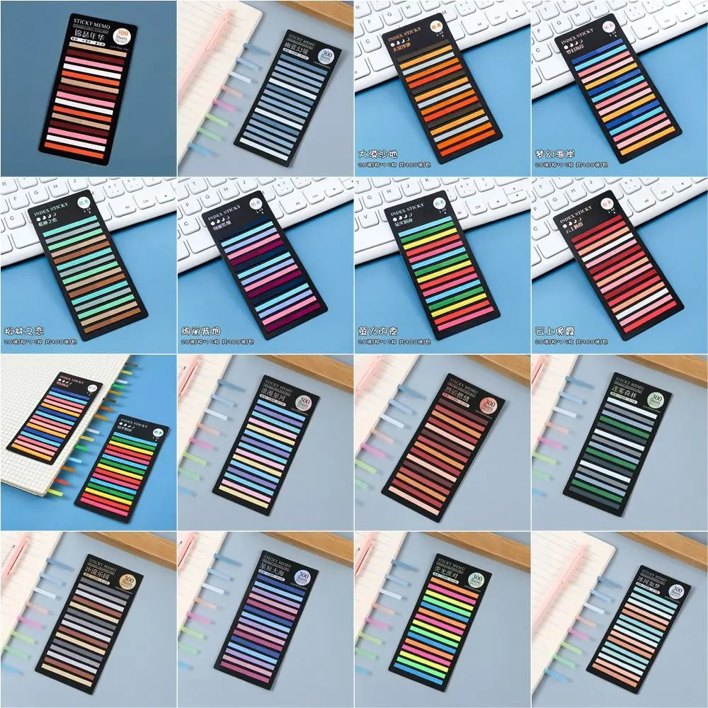 Office Supplies 300 Sheets Rainbow Index Memo Pad PET Stationery Index Stickers Kawaii Label Bookmark Children
