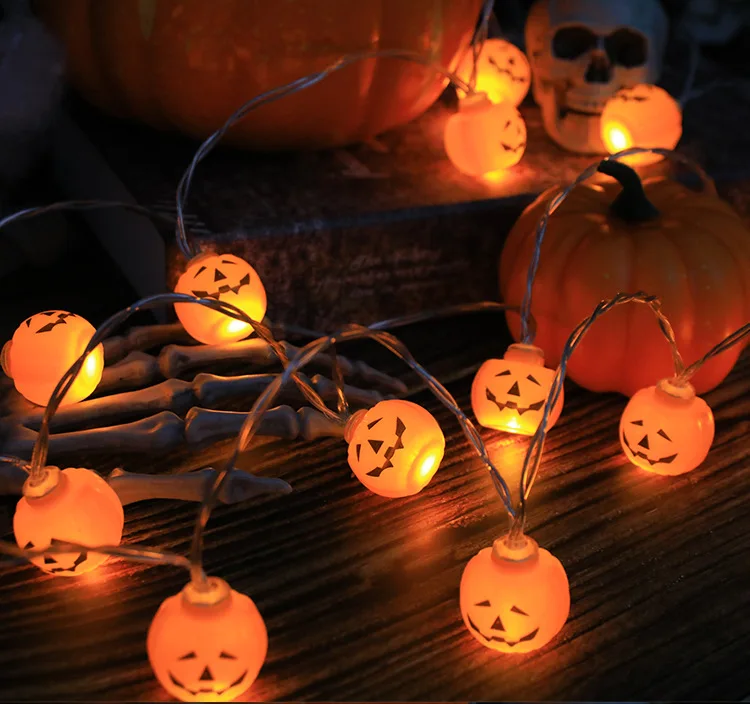 Cadena de luz Led para decoración de Halloween, lámpara con forma de globo ocular, calavera de calabaza, linterna de truco o trato, día de Halloween