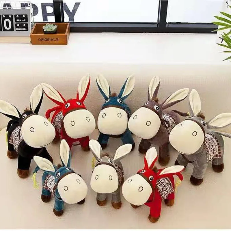 

Cute Donkey Plush Toy Soft Fluffy Stuffed Donkey Doll with Saddle Design for Kids Adults Home Decoration Birthday Gift Fluffy