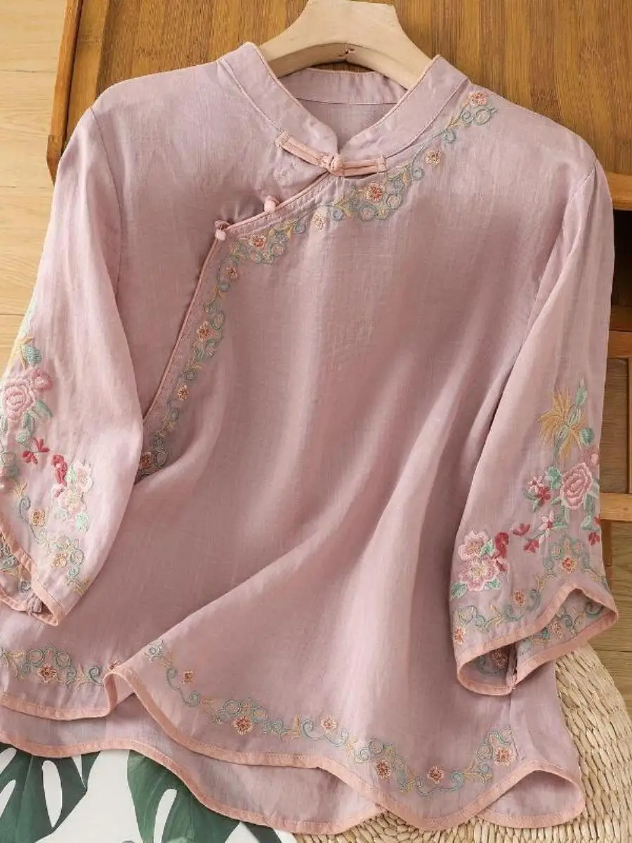 夏レトロナショナルスタイル刺繍サイドボタン付き日焼け止めカラーブロック痩身フェイスベールマスクファッショナブルな保護アクセサリー