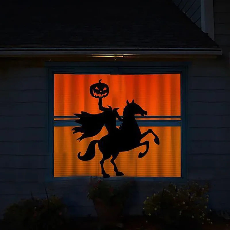 Halloween Static PVC Window Wall Stickers Scary Witch Ghost Pattern Door Glass Decals Horror Party Decor Supplies