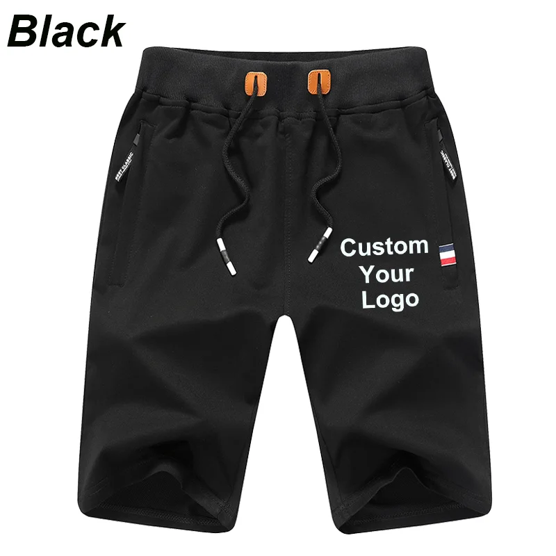 Mens personalizza il tuo Logo Casual Summer Sports Jogger pantaloncini con coulisse pantaloni tascabili con cerniera in tinta unita pantaloni corti da spiaggia