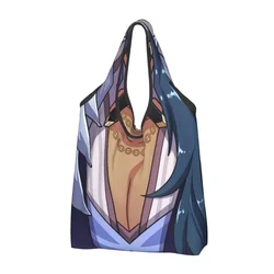 Divertente stampa Genshin Impact Kaeya Tiddies Tote Shopping Bag portatile Shoulder Shopper Anime Game Handbag