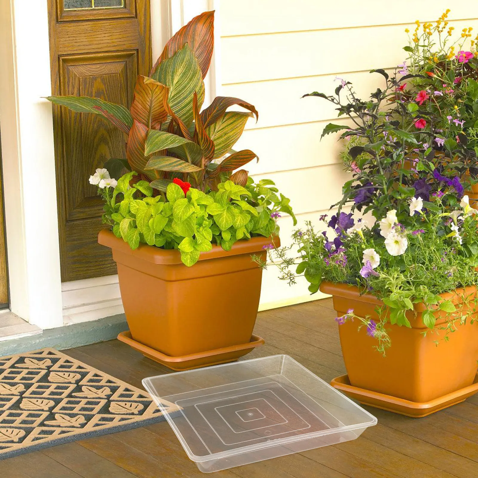 

2Pcs Clear Square Plastic Flower Pot Trays Planter Drainage Saucer Inserts for Indoor Outdoor Large Pots Hydroponic Plant Water