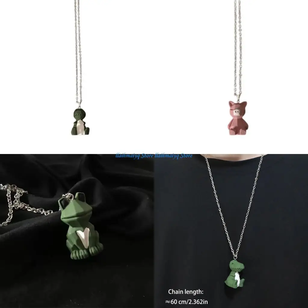 

573B Minimalists Geometric Creature Pendant Long Chain Necklace Resin Jewelry For Daily Wear