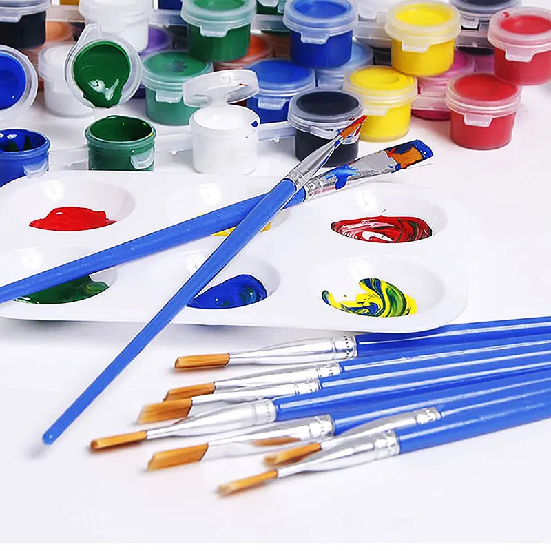 50-teiliges Malpinsel-Set, Kunst, rund, flaches Haar, Nylonhaar, Pinsel für Öl, Acryl, Aquarell, Kinder/Künstler/Anfänger/Studenten – Detail 5