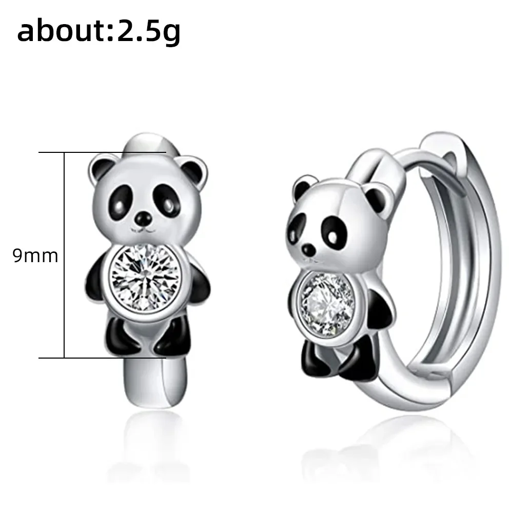 2024 New Black Panda Earrings for Women Cute Silver Fashion Versatile Advanced Ear Buckles Anti Allergy Foreign Jewelry Gift