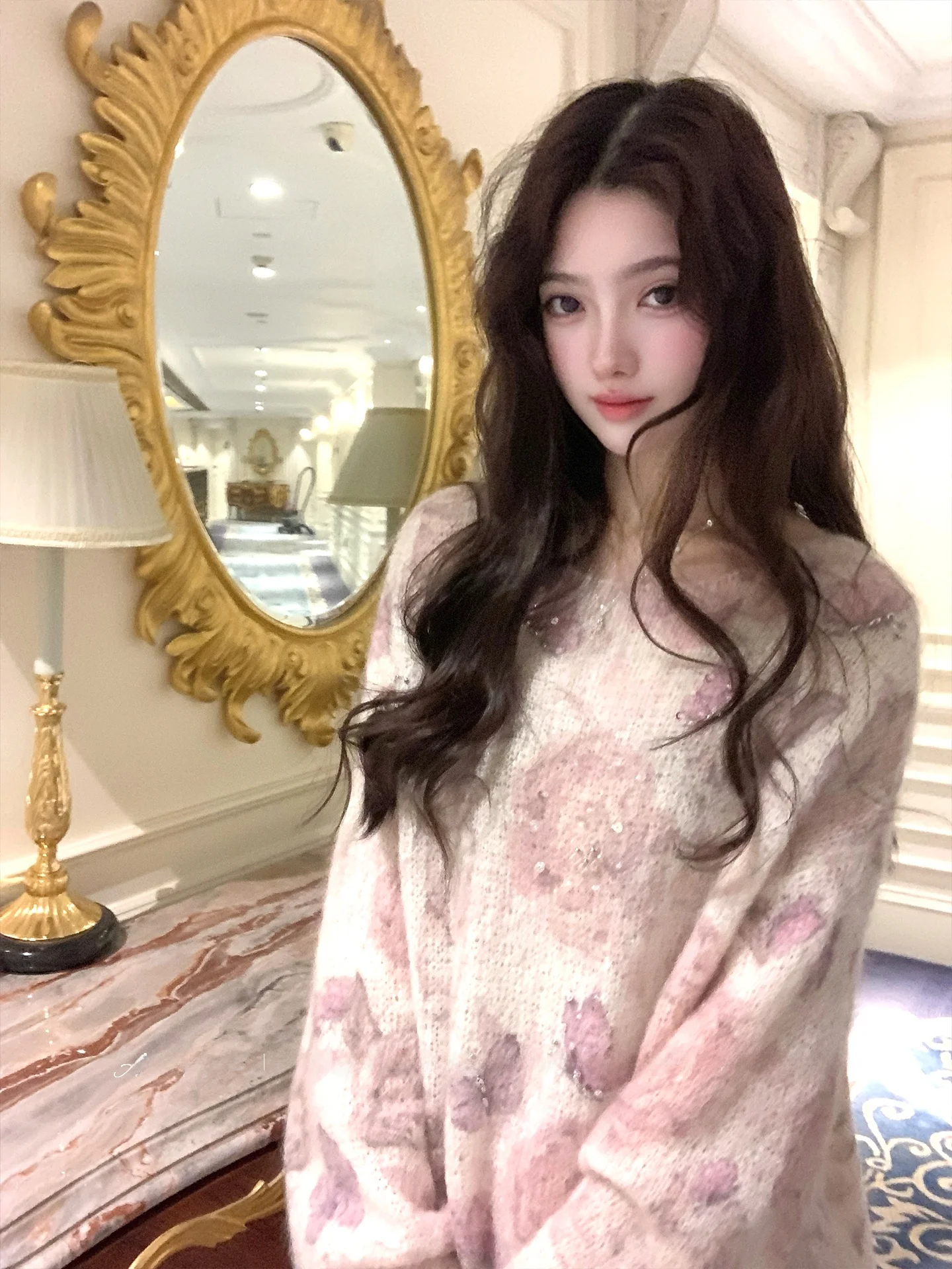 

Acaine Vintage Knitted round Ne Sweater Women's Inner Wear Layering Top Dry Rose Mareh Hair Fabric Winter Cardigan