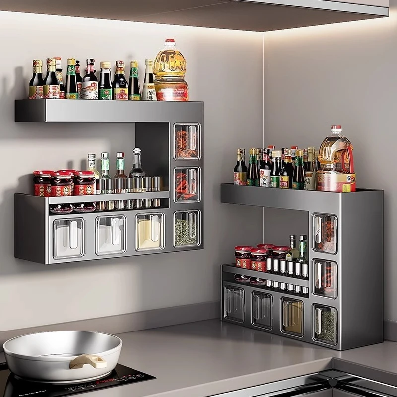 Spice box wall hanging home kitchen high-end new seasoning bottle and can shelf condiment storage box