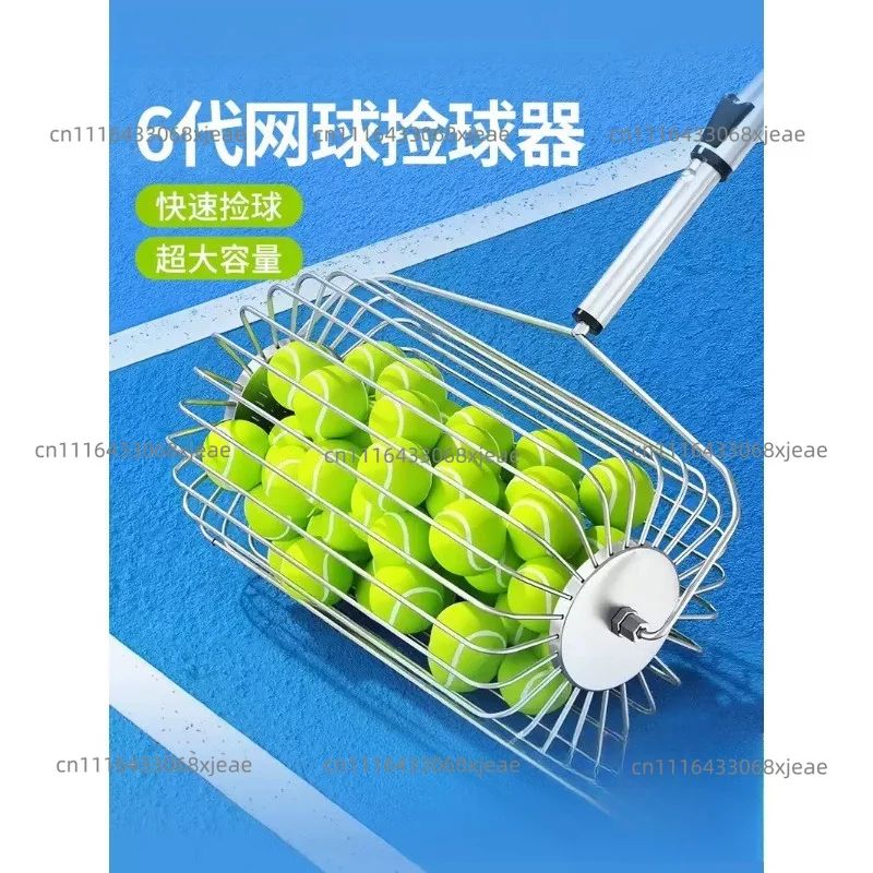 Portable Tennis Ball Hopper with Wheels, 30 Ball Storage Pickleball Basket, Foldable Roller Pickup Trainer