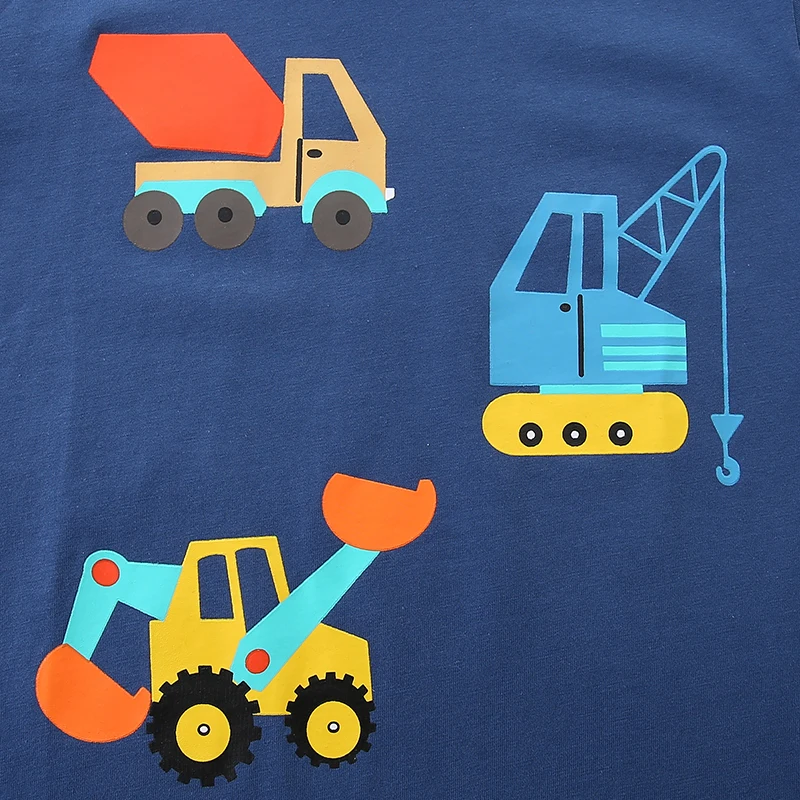 Koszulki dla małych chłopców TUONXYE z motywem kreskówkowym: ciężarówki i koparki, letnie koszulki dla niemowląt, nowe, codzienne stroje dla dzieci.