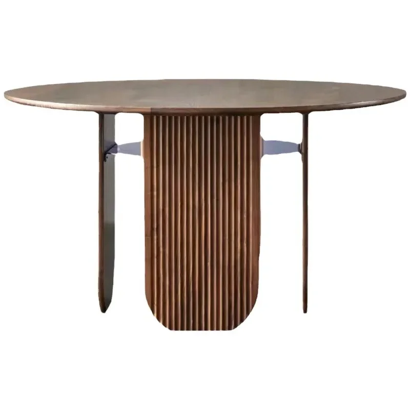 

Small household simple black walnut dining table, solid wood table round table dining table