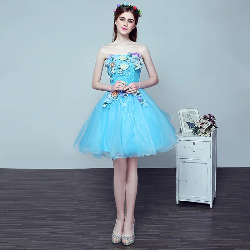 

Women Dress 2022 Princess V-Neck Gauze Dress Appliques Elegant A-Line Evening Party Dress