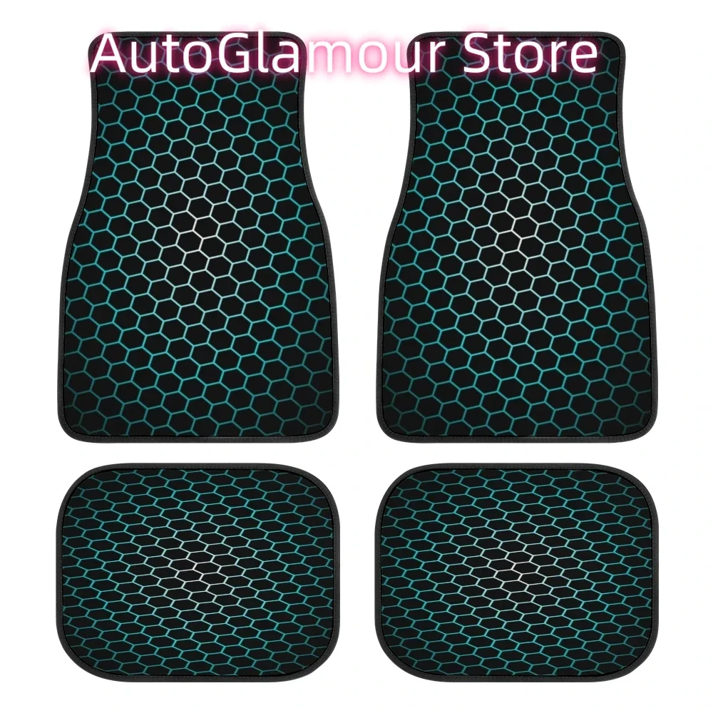 Honeycomb Hexagon Printed Car Floor Mats Upholstery Accessories Rubber Fits Most Cars Custom Pattern Foot Mats