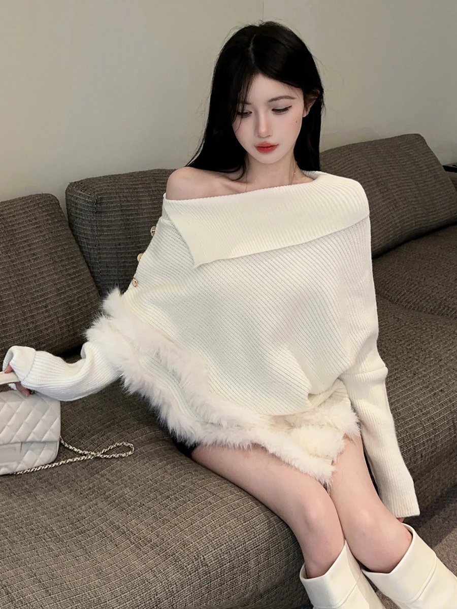 Suéter de Punto Suave y Acogedor para Otoño e Invierno, de Manga Larga Asimétrica, Versátil, con Cuello Tipo Capucha, para Mu...