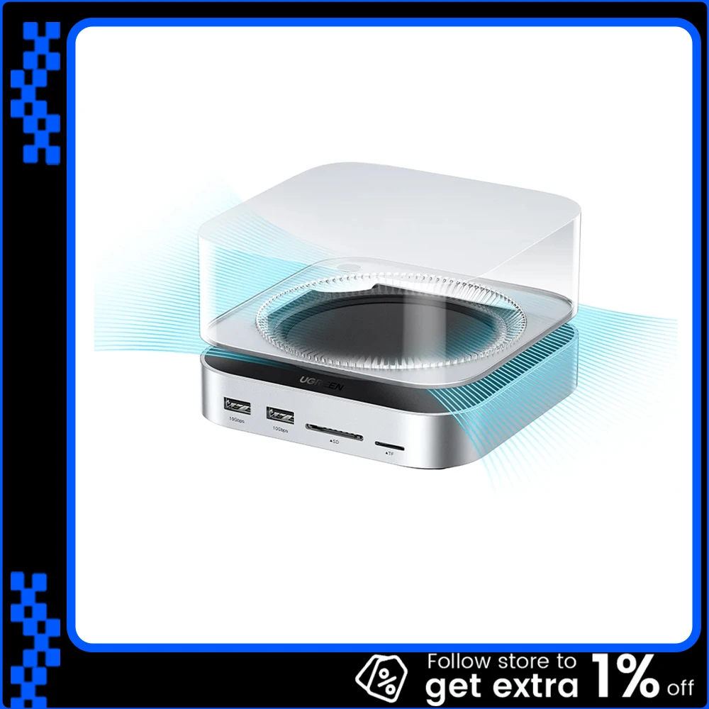 

UGREEN For Mac Mini M4/M4 Pro USB HUB Docking Station M.2 NVMe SSD 10Gbps 8TB Max 170MB/s USB Splitter Dock USB-A&C Ports SD&TF