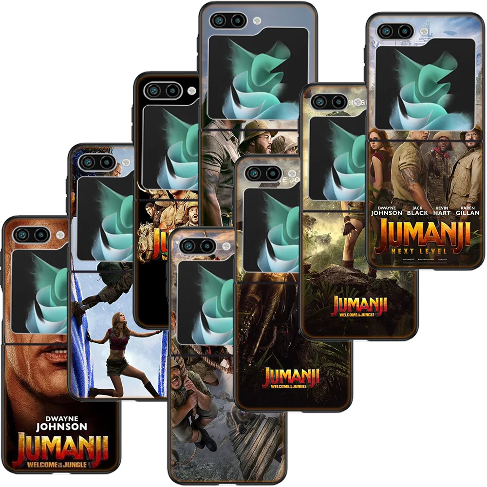 Jumanji Welcome to the Jungle Clear Phone Case For Samsung Galaxy Z Flip6 5G Flip5 5G Flip4 3 Z Flip Black Cover Shell Coque Har